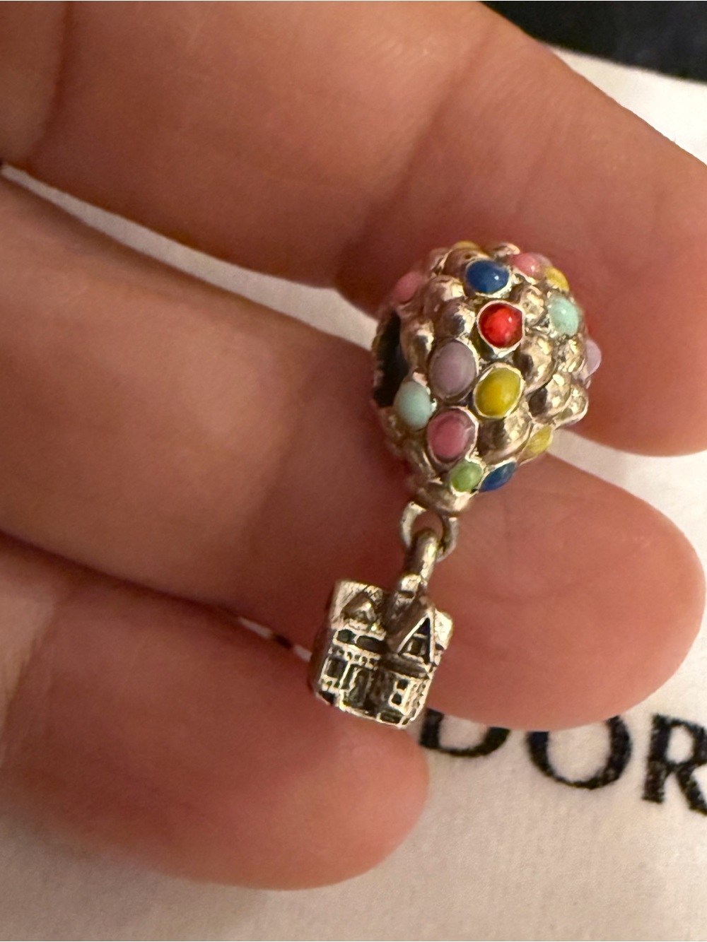 Pandora Multicolor Enamel Hot Air Balloon Charm with House Dangle